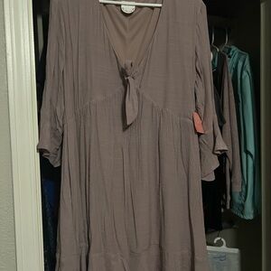 Women's Mauve V-Neck Dress